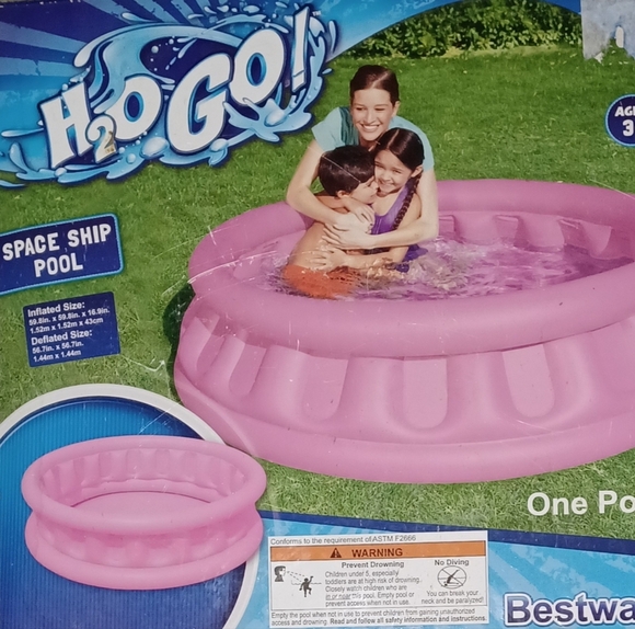 Pool - Bestway H2O GO! Pink Space Ship Kids Pool Fun For Hot Summer Days - Picture 1 of 3